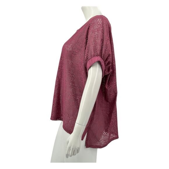 Akemi + Kin Anthropologie‎ Top Womens XS Small Bratton Lace Mauve Oversized Boho - Picture 4 of 8